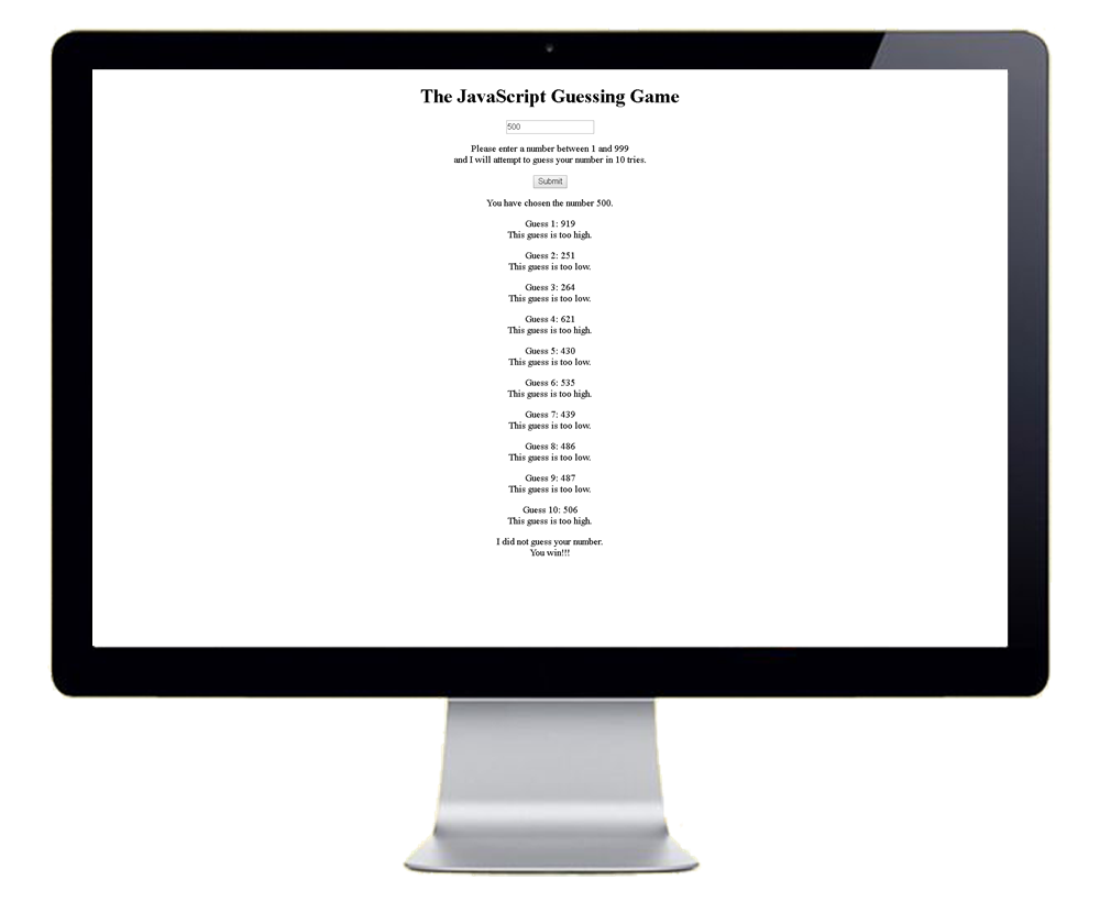 UC Davis 172WEB511 JavaScript Guessing Game